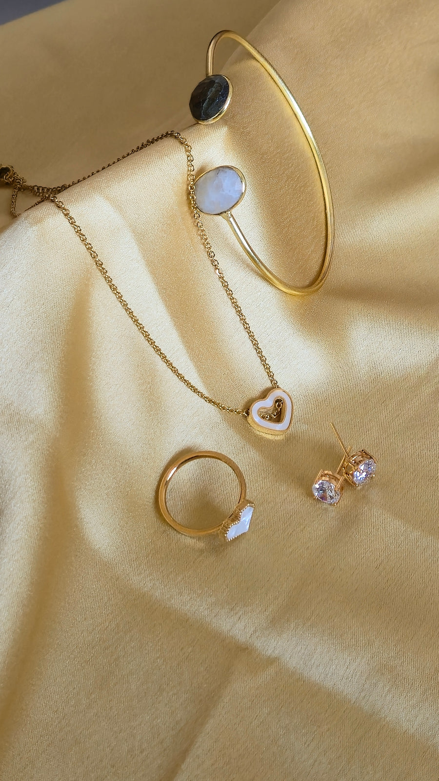 4-Piece Gold-Tone Heart Jewelry Set