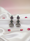 German Silver Jhumka Earrings with Stone – A Touch of Tradition and Grace