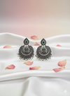 Oxidized Silver Goddess Motif Earrings | Traditional Temple Jewelry with Pearls