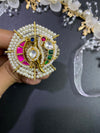 Royal Heritage Pachi Kundan Statement Ring with Pearl Border