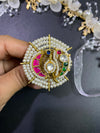 Royal Heritage Pachi Kundan Statement Ring with Pearl Border