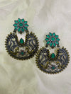 Majestic Oxidised Dual-Tone Jhumkas with Intricate Animal Motif
