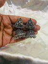 Antique Silver Oxidized Jhumka Earrings