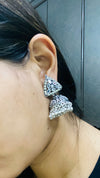 Antique Silver Oxidized Jhumka Earrings