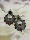 Dual Tone Kundan Statement Earrings