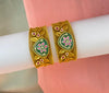 Traditional Heritage Gold Bangles with Green Enamel and Ruby Floral Design