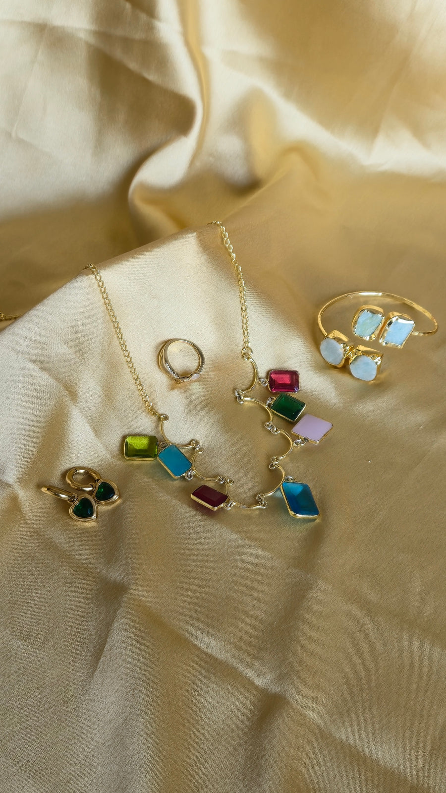 5-Piece Multicolor Stone Statement Jewelry Set