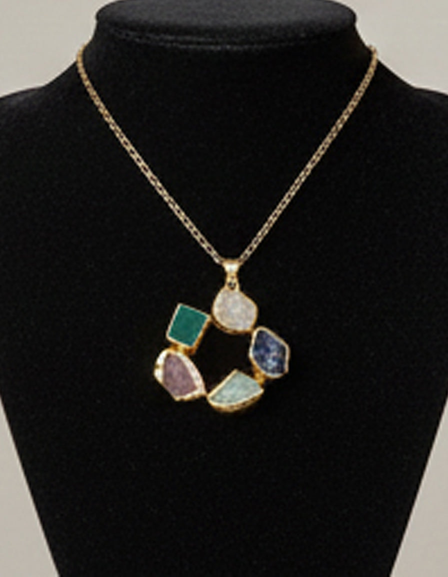 Natural Stone Multi-Colour Pendant Set