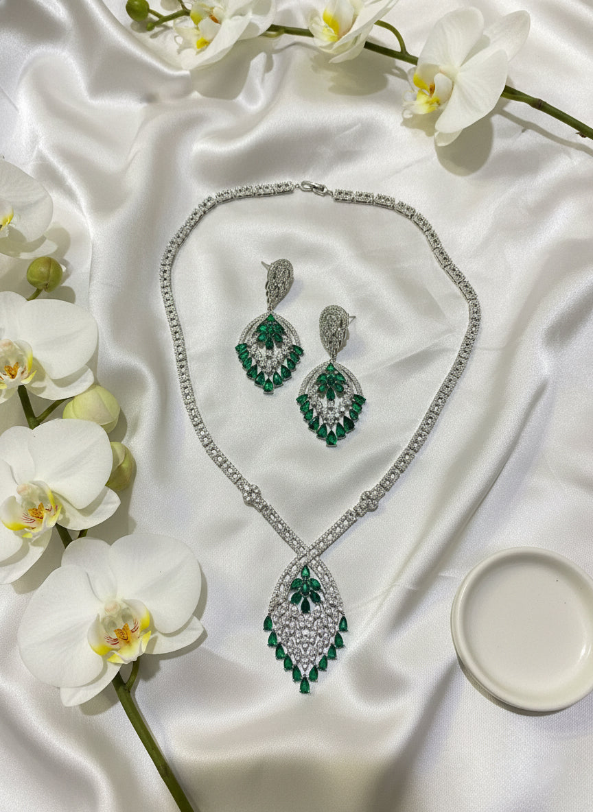 Micro Zirconia Diamonds with Green Stones
