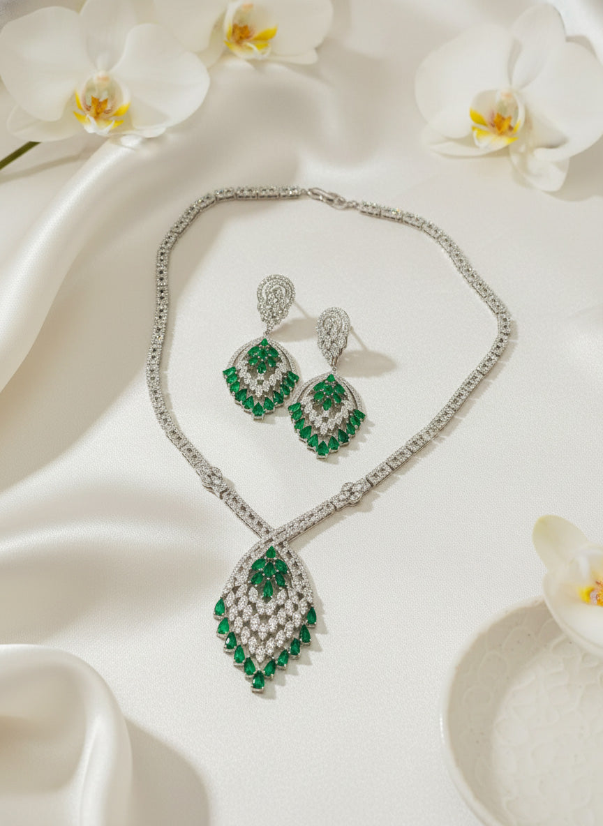 Micro Zirconia Diamonds with Green Stones