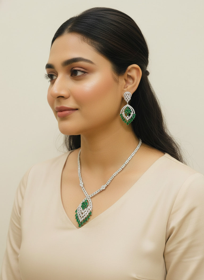 Micro Zirconia Diamonds with Green Stones