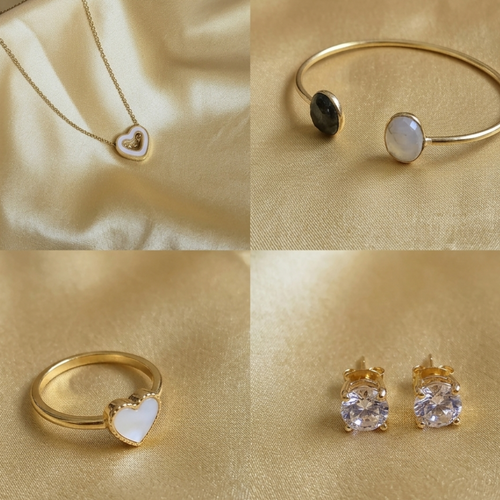 4-Piece Gold-Tone Heart Jewelry Set