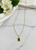 Emerald Glow Beads Pendant Necklace