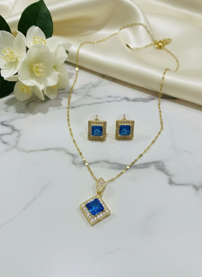 Square CZ Pendant Necklace