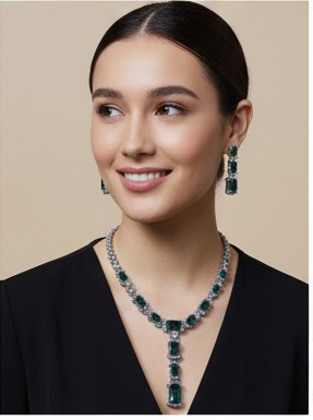 Green Zirconia Diamond Jewellery Set