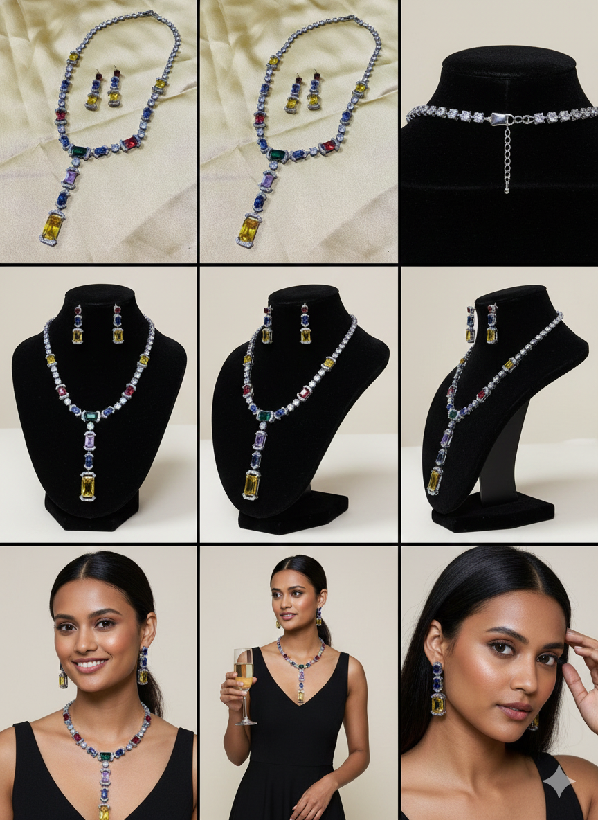 Multi-Color Zirconia Diamond Jewellery Set