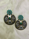 Majestic Oxidised Dual-Tone Jhumkas with Intricate Animal Motif