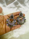 Dual Tone Kundan Statement Earrings
