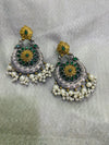 Dual Tone Green Kundan Pearl Earrings – Regal Charm Redefined