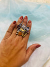 Vintage Multi-Stone Adjustable Ring | Handcrafted Boho Statement Jewelry